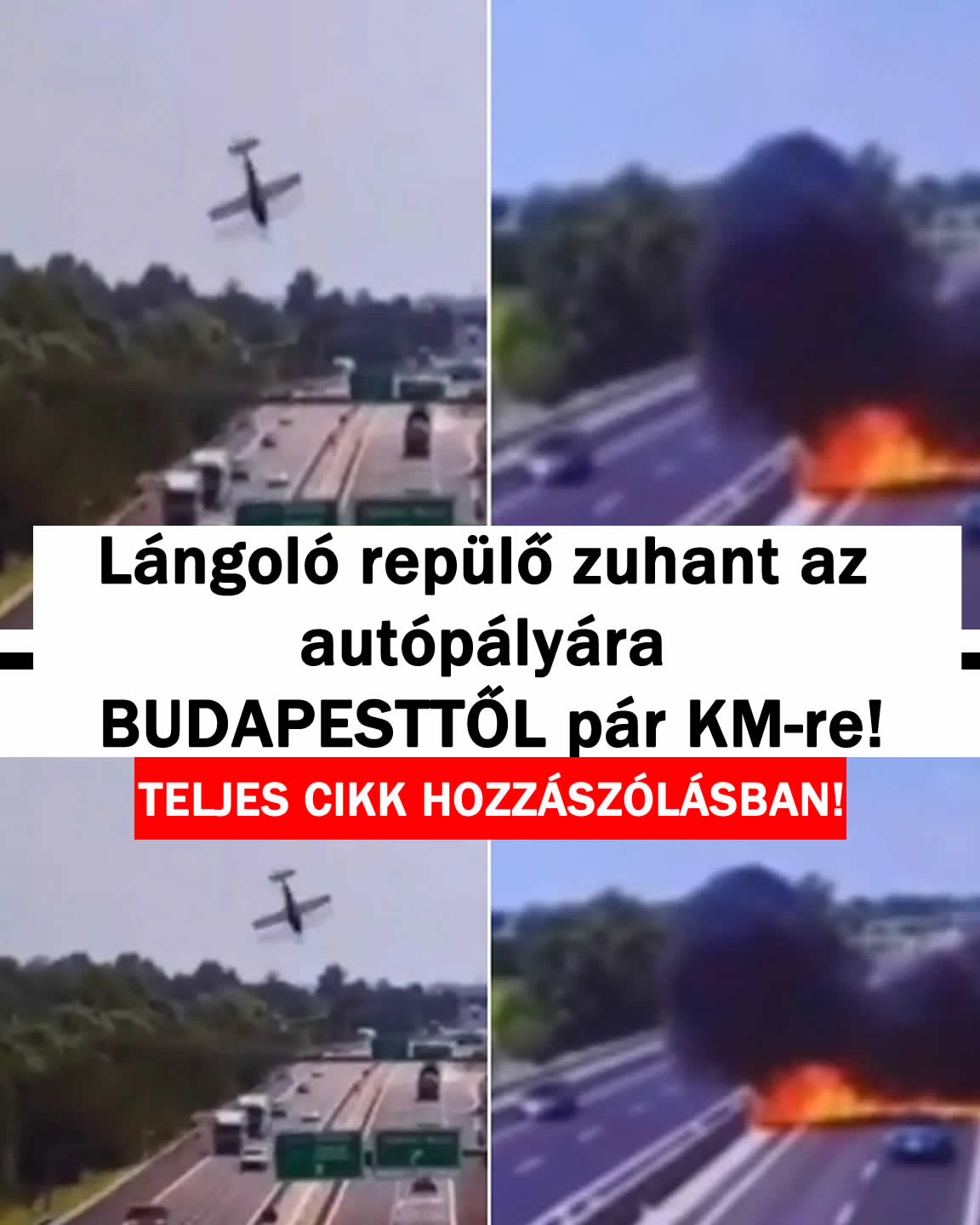 Repülő zuhant az autópályára