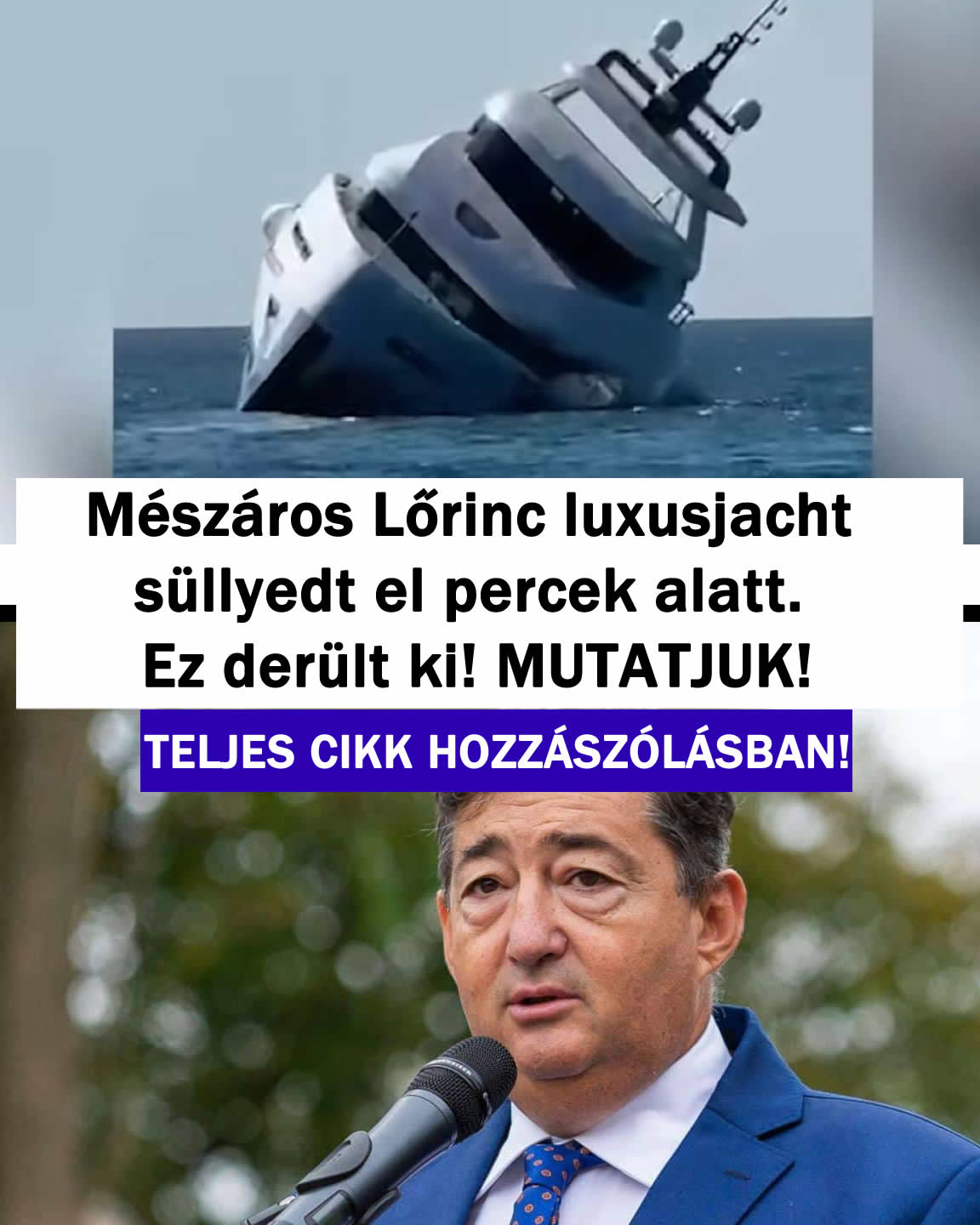 Mészáros Lőrinc luxusjacht süllyedt el percek alatt